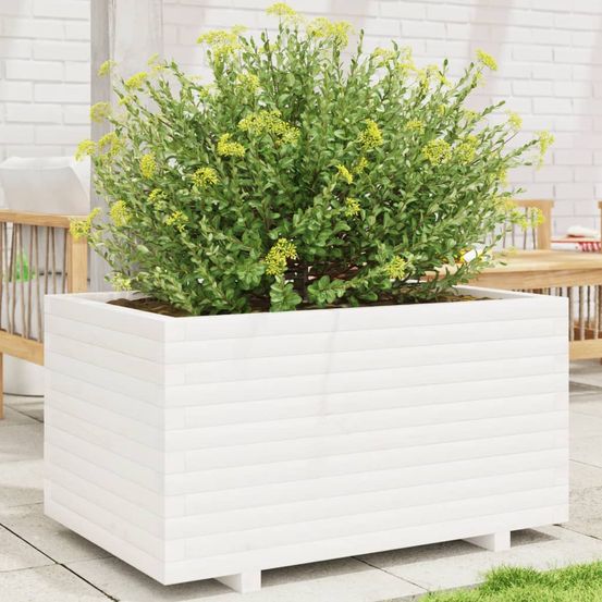 Jardinière carré potager bois de pin massif blanc 90x60cm