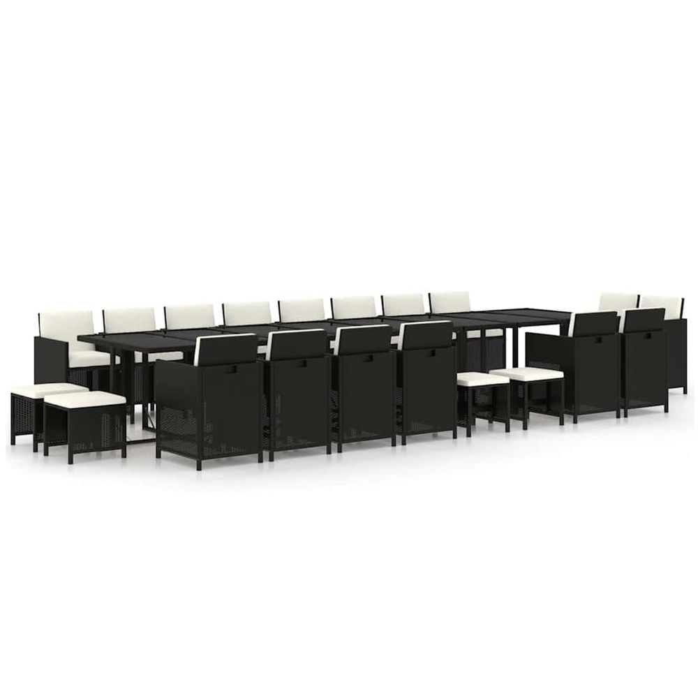 Ensemble à manger de jardin 21pcs coussins noir résine tressée