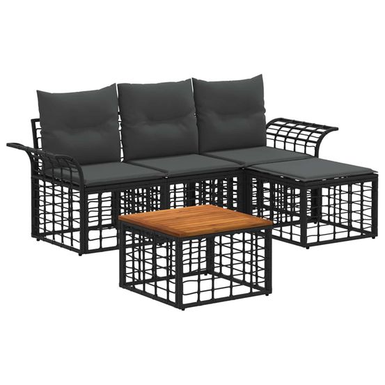 Ensemble de canapés d'extérieur 5 pc noir et gris foncé