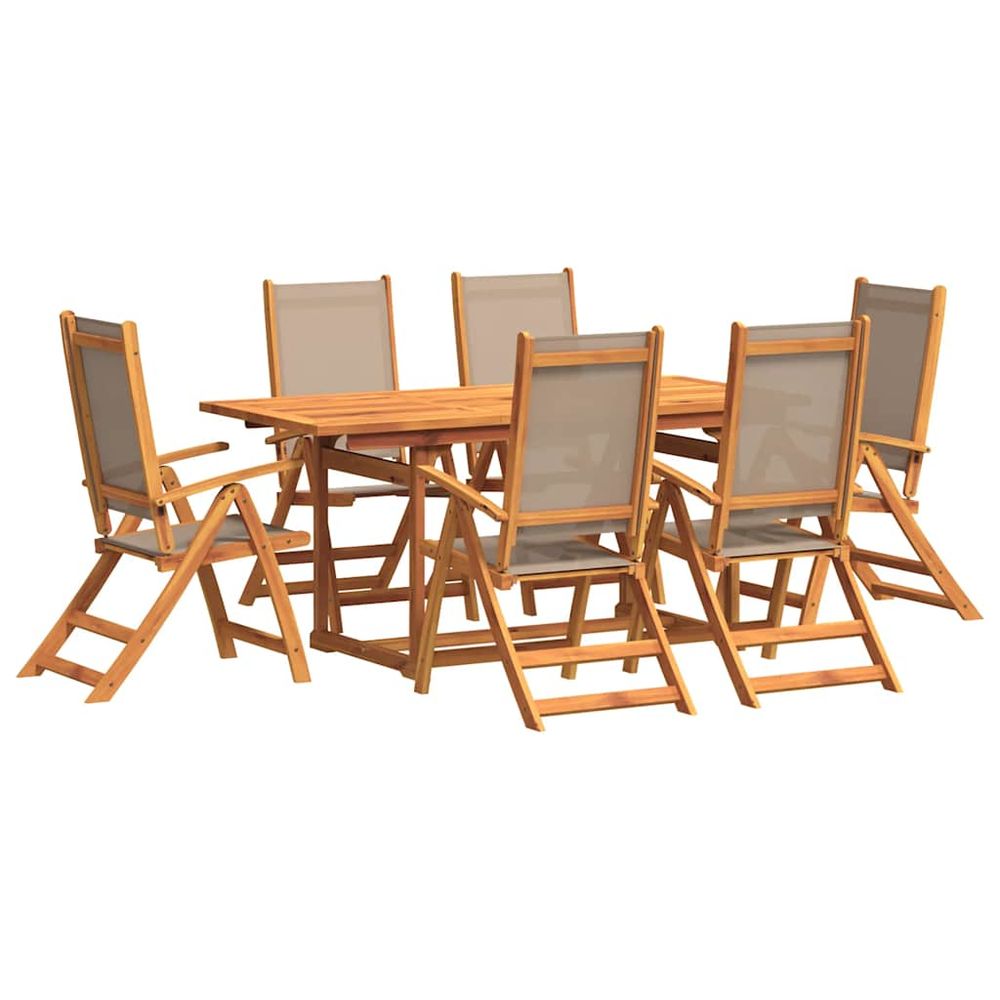 Ensemble à manger de jardin 7pcs bois d'acacia solide textilène
