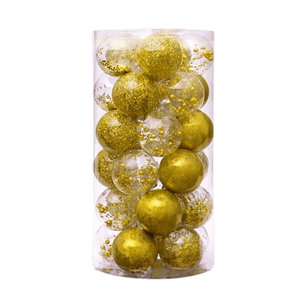 Lot de 24 boules de noël création - or