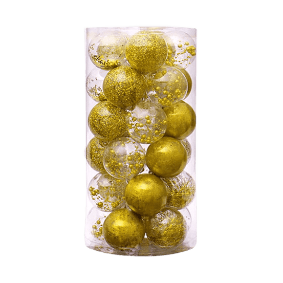 Lot de 24 boules de noël création - or