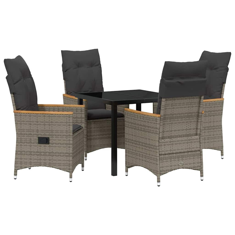 Ensemble de salle à manger pour jardin 5 pcs gris polyrotin