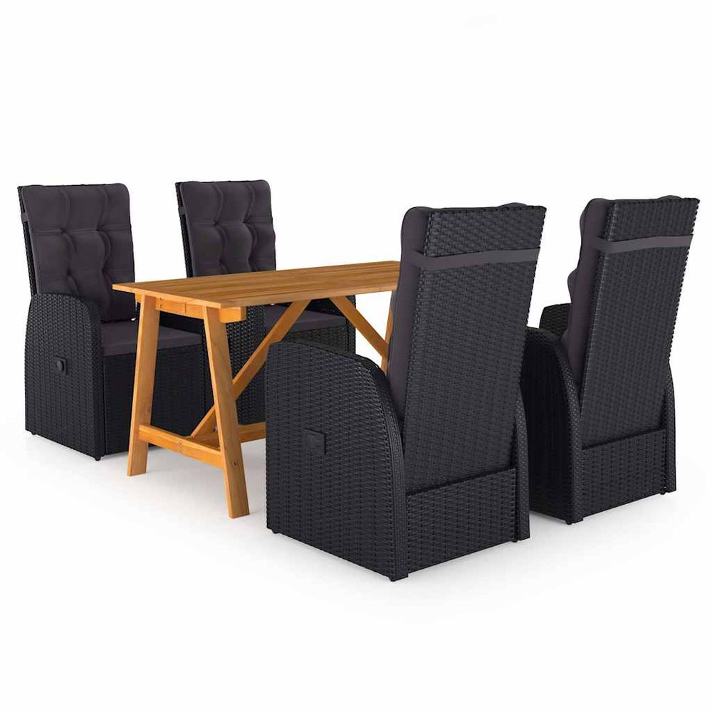 Ensemble à manger de jardin 5 pcs noir