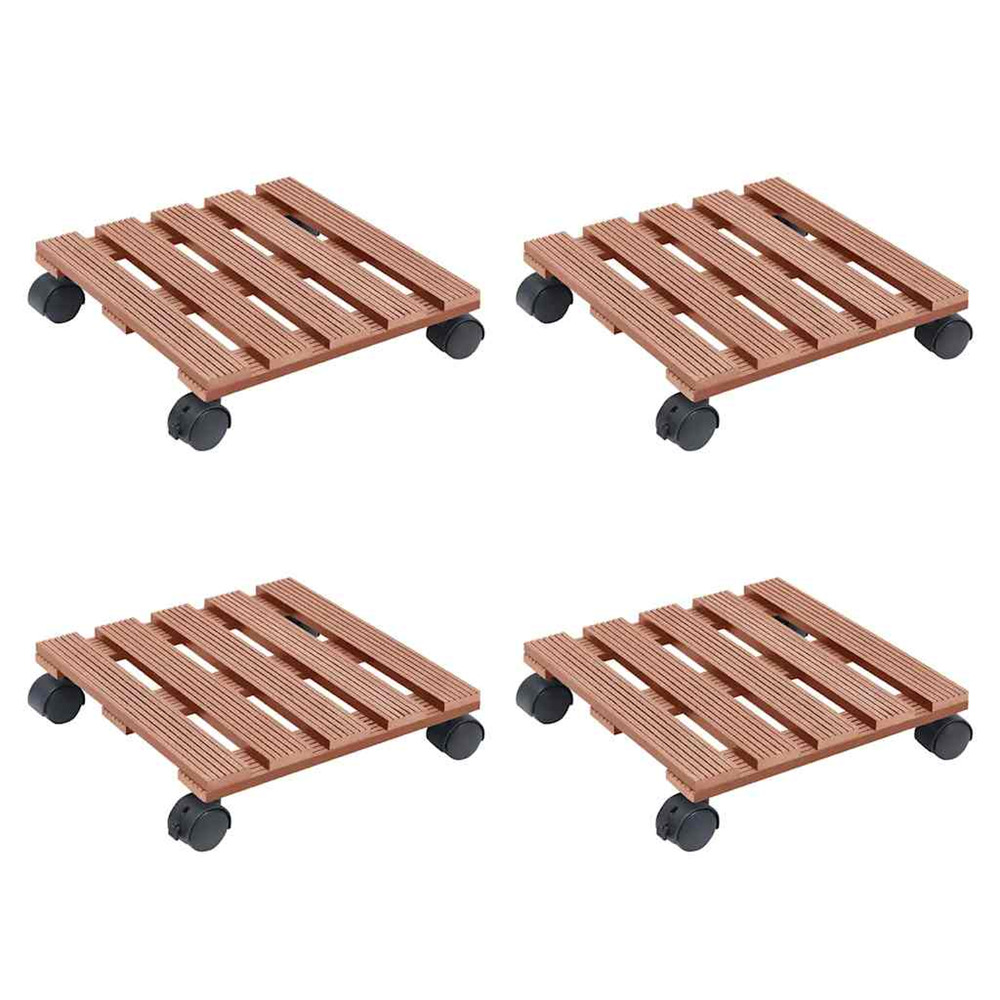 Chariots à plantes 4 pcs marron 30x30x7,5 cm wpc