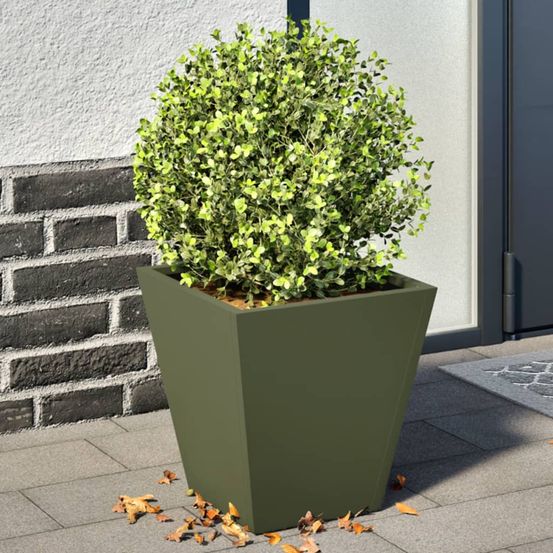 Lot de 2 jardinières carrées acier 30cm vert olive