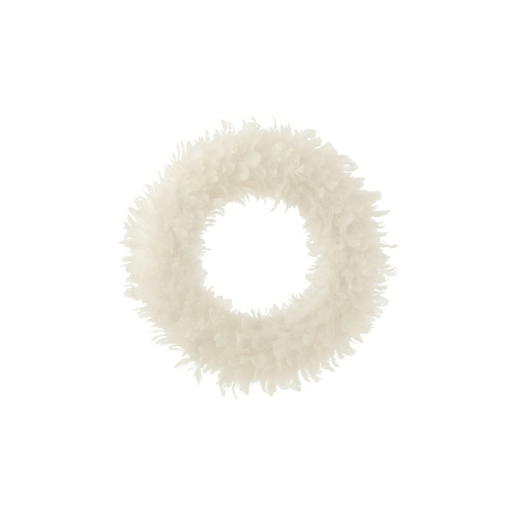Couronne décorative en plumes blanc 50x50x6 cm