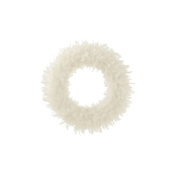 Couronne décorative en plumes blanc 50x50x6 cm