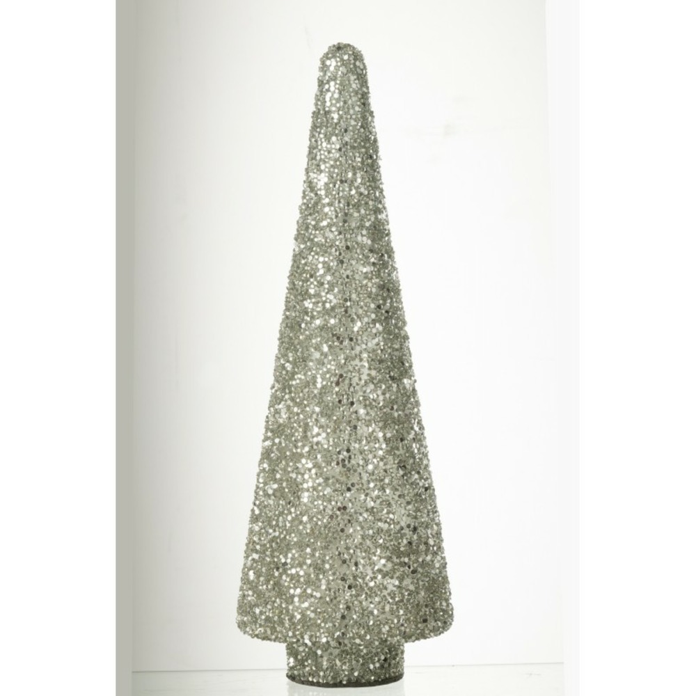 Sapin de noël décoratif en verre argent 14x14x39 cm