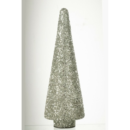 Sapin de noël décoratif en verre argent 14x14x39 cm