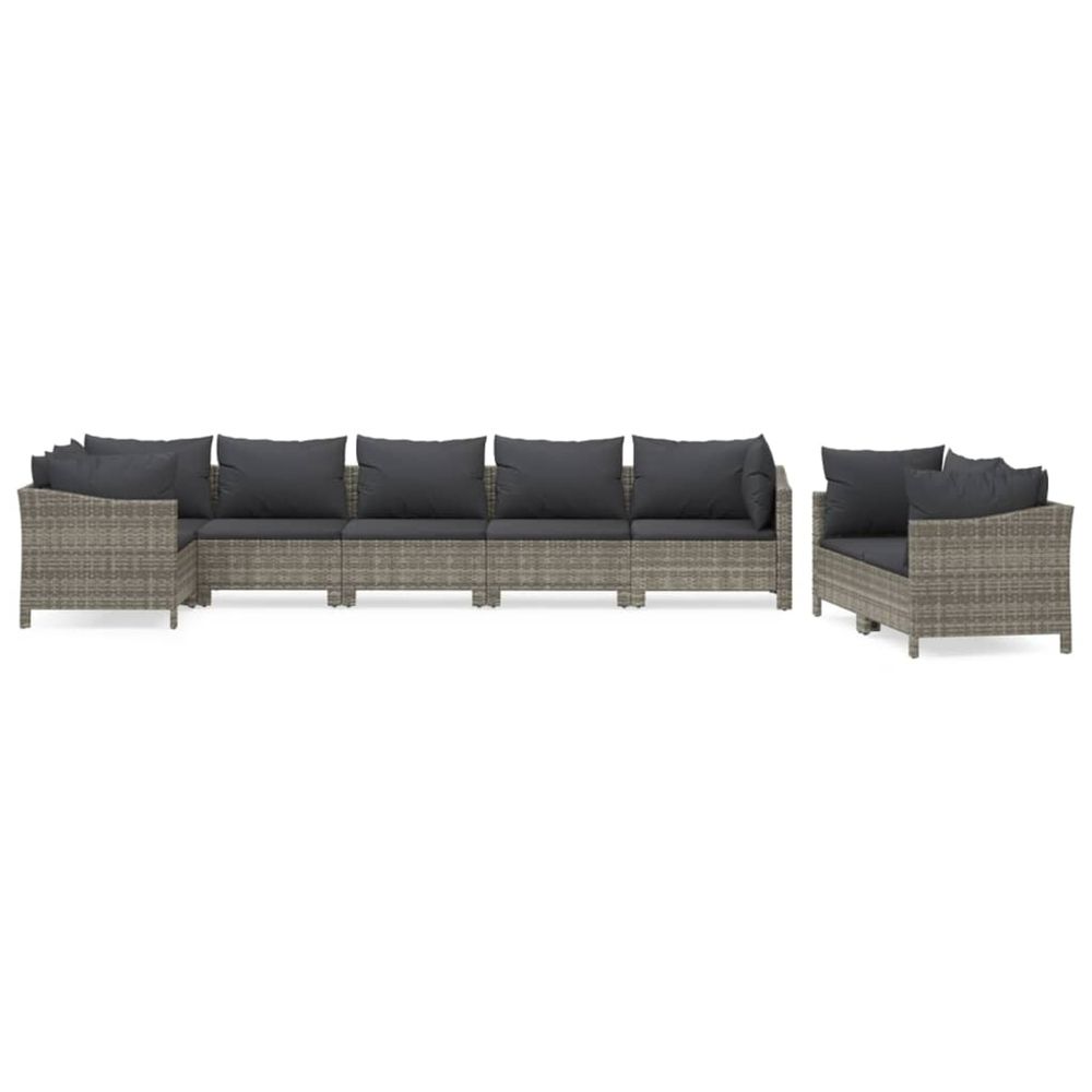 Salon de jardin 8 pcs avec coussins gris résine tressée