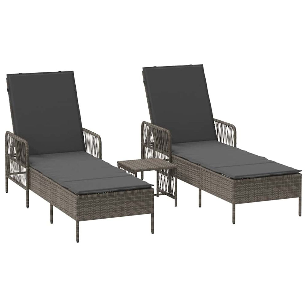 Transat 3 pc polyrotin gris et gris foncé