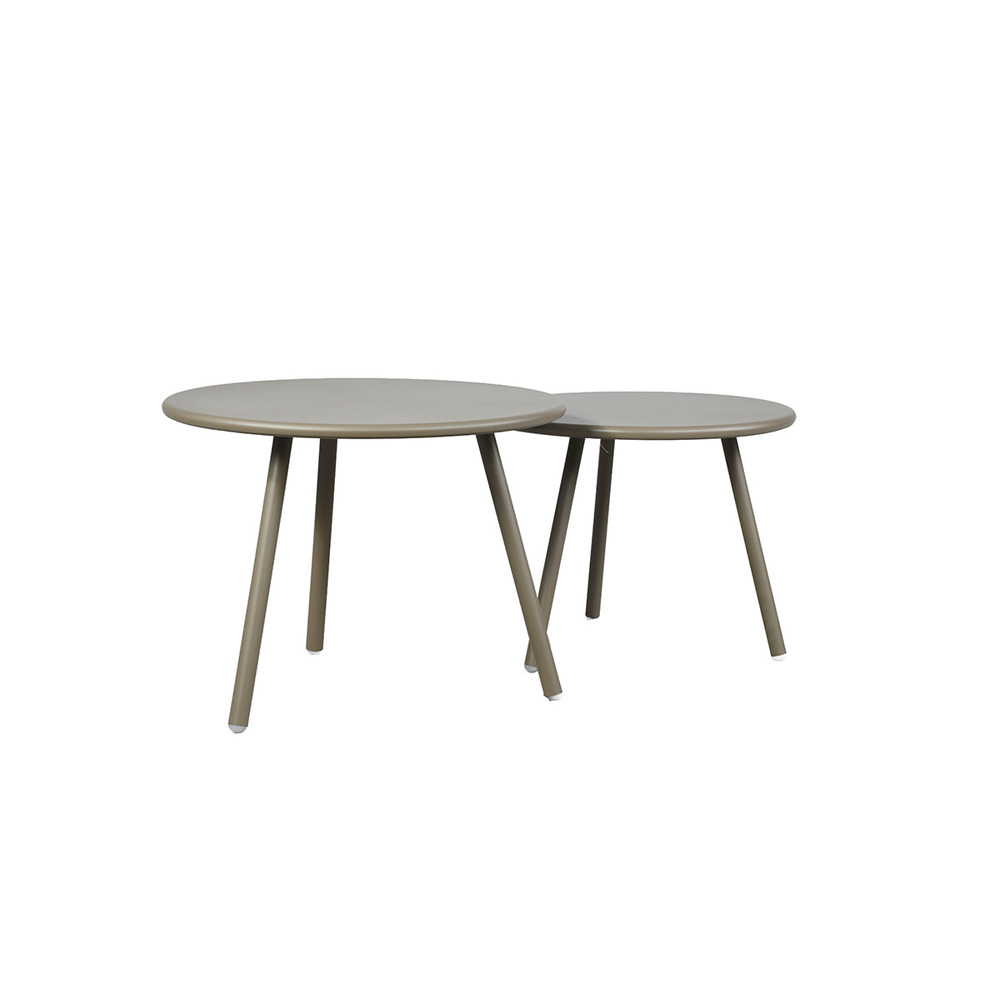 Lot de 2 tables de jardin rondes en acier marron marina