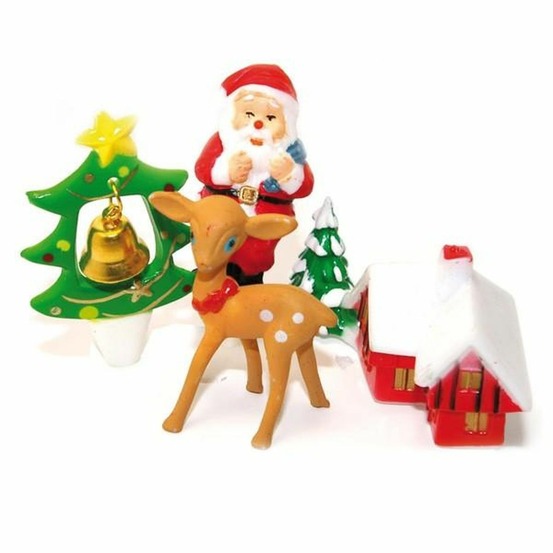 8 décorations en plastique pour gâteau de noël