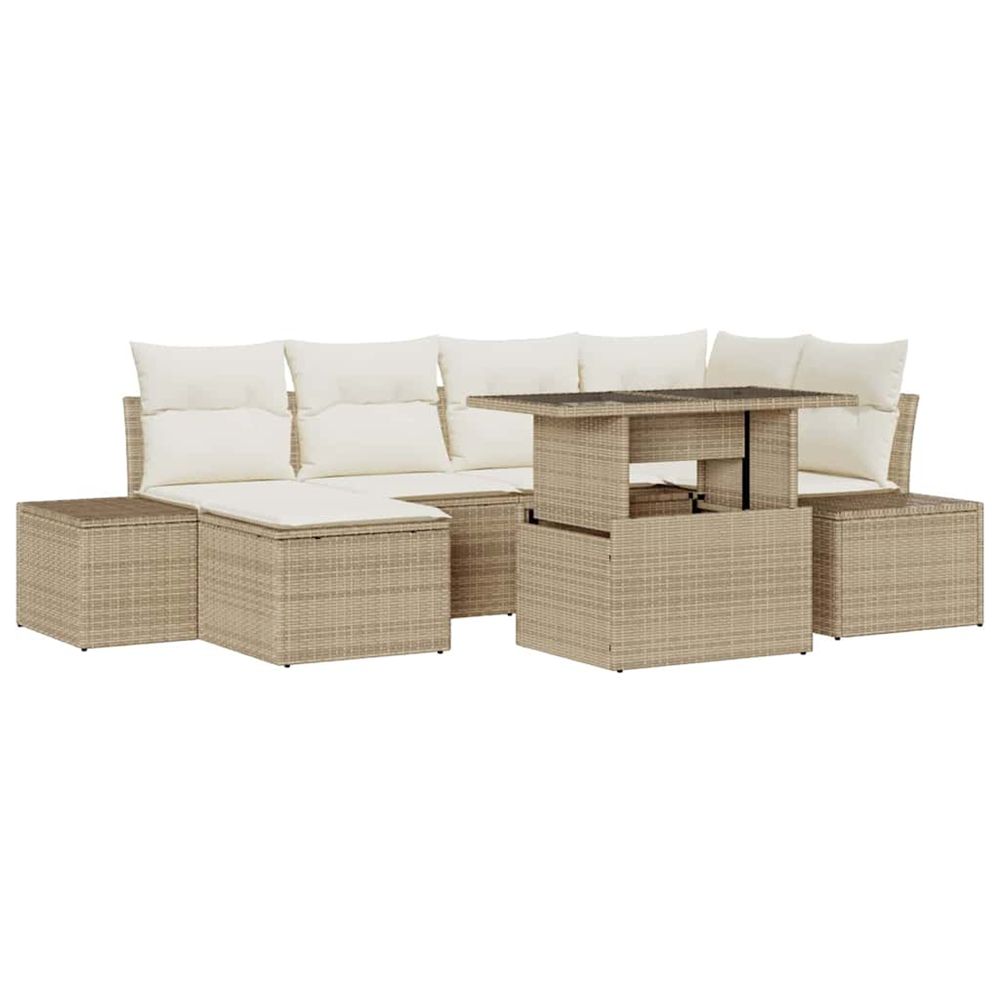 Ensemble de canapé de jardin 7 pc beige polyrotin