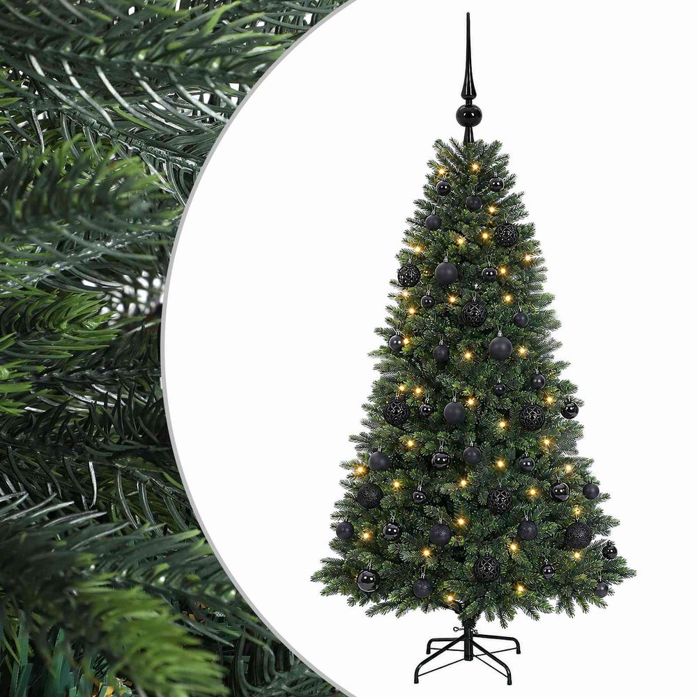 Arbre de noël artificiel avec boule 150 cm 150 led blanc chaud