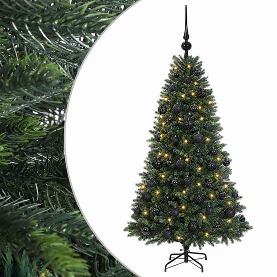 Arbre de noël artificiel avec boule 150 cm 150 led blanc chaud