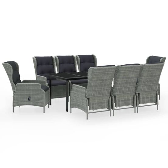 Ensemble à manger de jardin 9 pcs gris clair