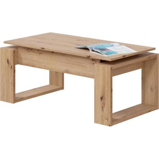 Table basse relevable - baltik - rectangulaire - chene - sur pieds - 105 x 55 x 45 cm
