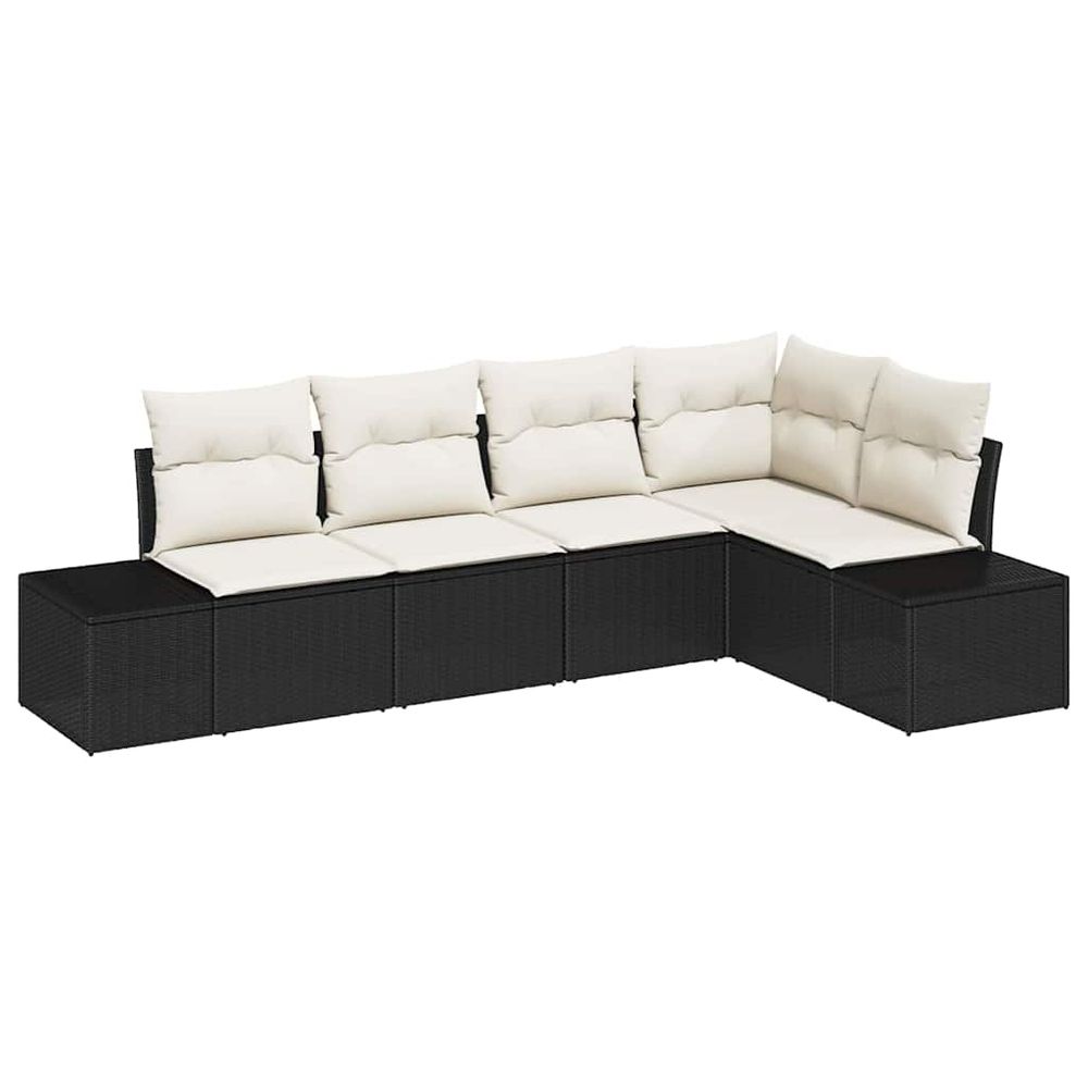 Ensemble de canapé de jardin 5 pc noir et crème polyrotin