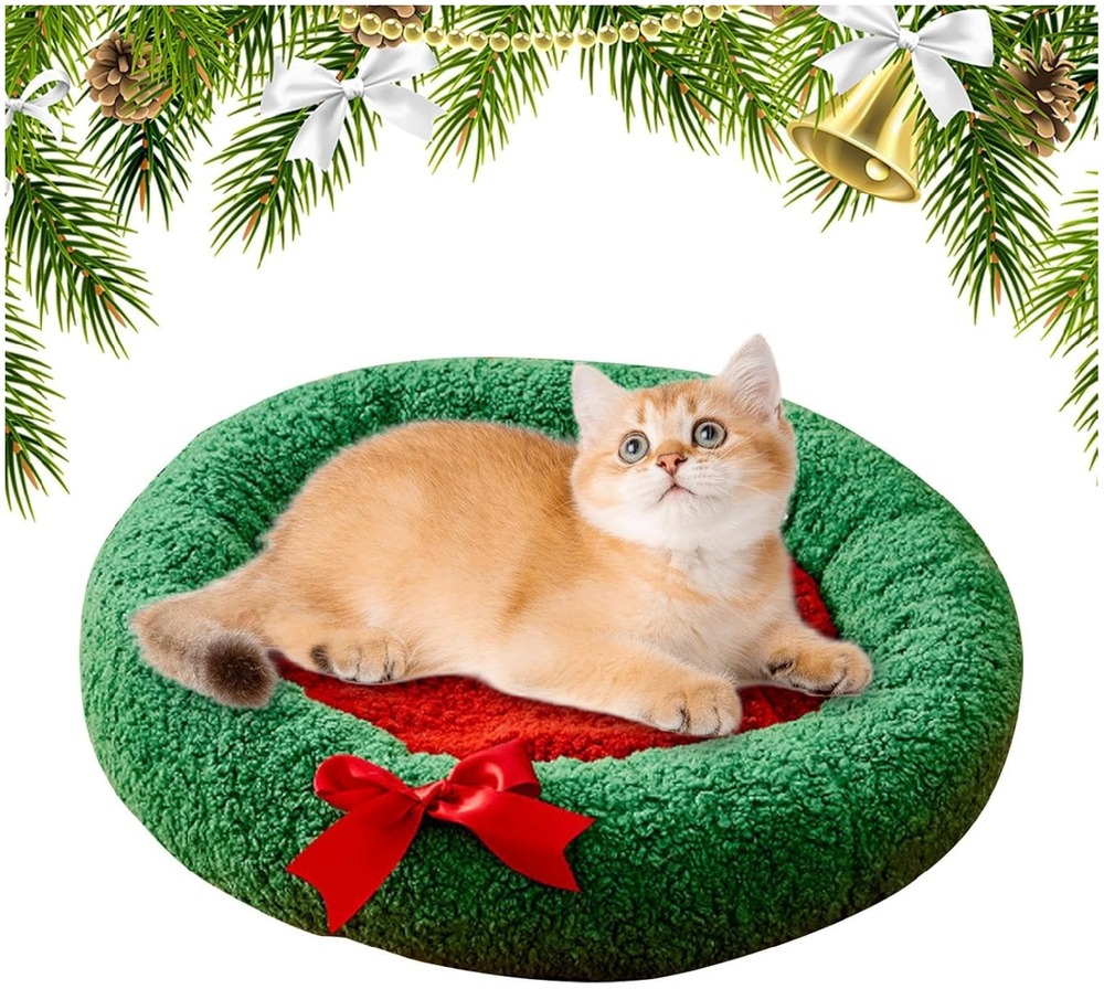 Panier festif pour chat de noël 40x40cm décoratif amusant