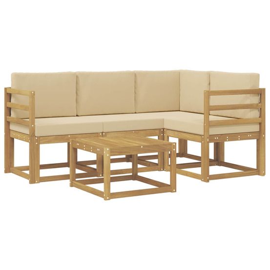Ensemble de canapés d'extérieur 5 pc blanc et beige