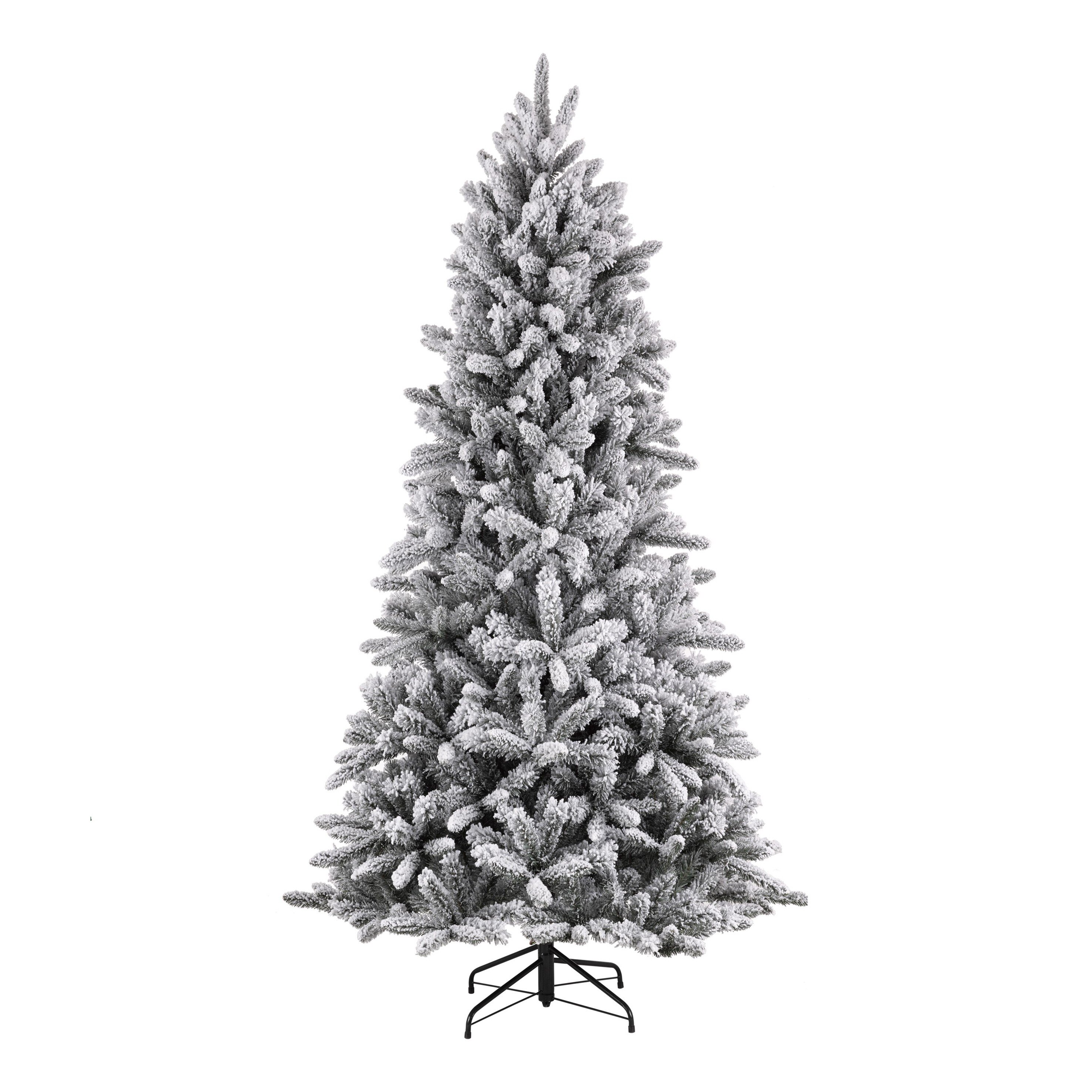 Black box trees snowdon sapin de noël artificiel enneigé - christmas tree h215 x ø127 cm - vert givré