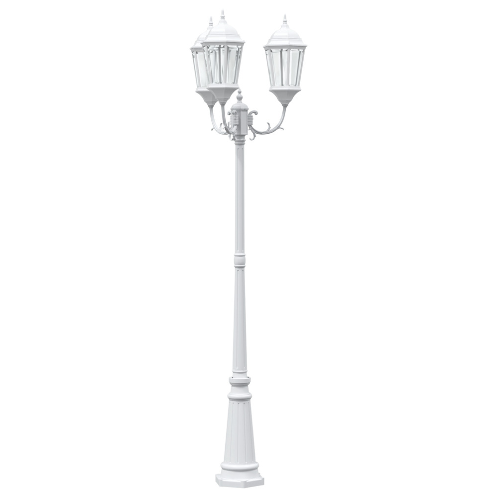 Poteau de lumière de jardin 3 lampes e27 blanc 235 cm aluminium