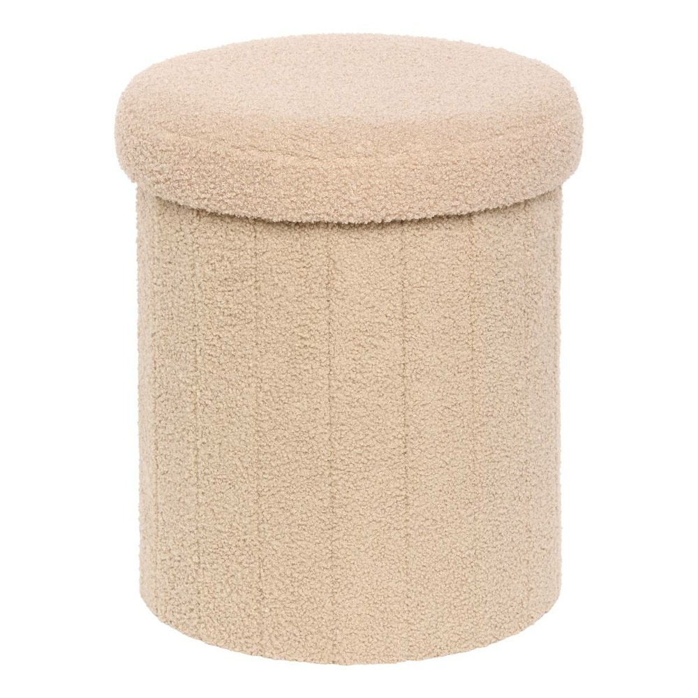 Pouf pliable coffre jaiko en bouclette beige 32x38cm