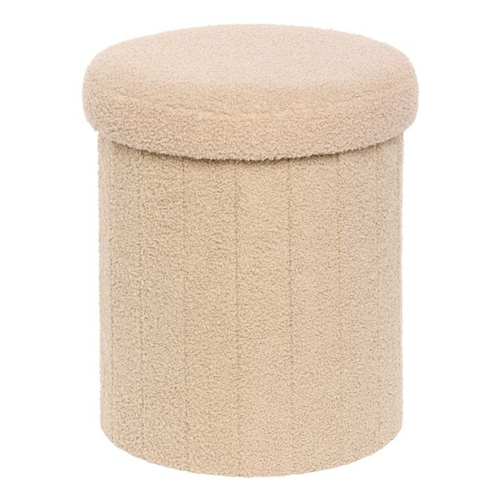 Pouf pliable coffre jaiko en bouclette beige 32x38cm