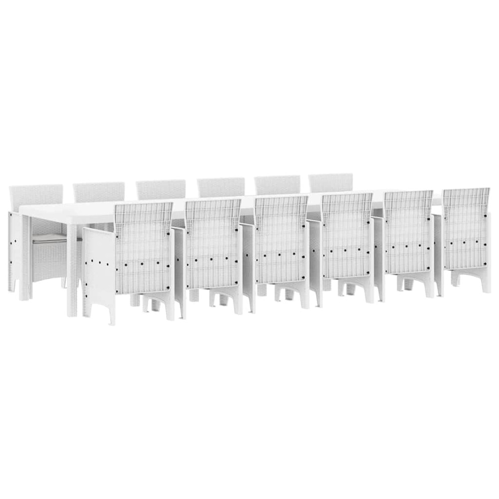 Ensemble de salle à manger pour jardin 13 pcs blanc rattan polt