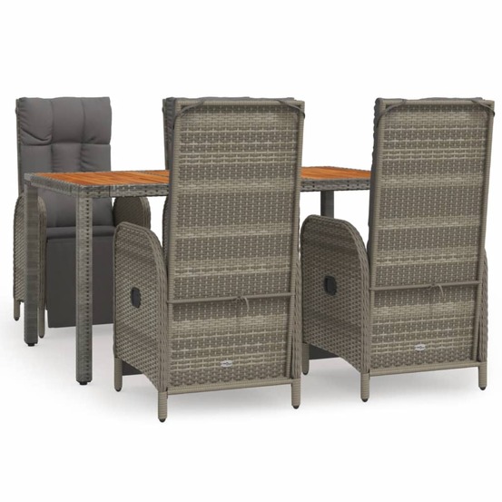 Ensemble à manger de jardin 5 pcs coussins gris résine tressée
