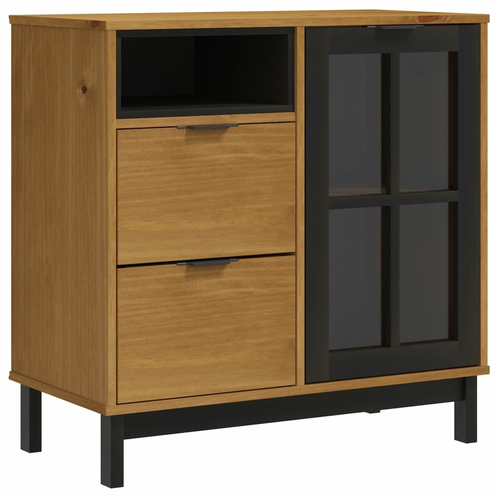 Buffet bahut commode armoire meuble de rangement organisateur cuisine salle de séjour salon avec porte vitrée 80 x 40 x 80 cm