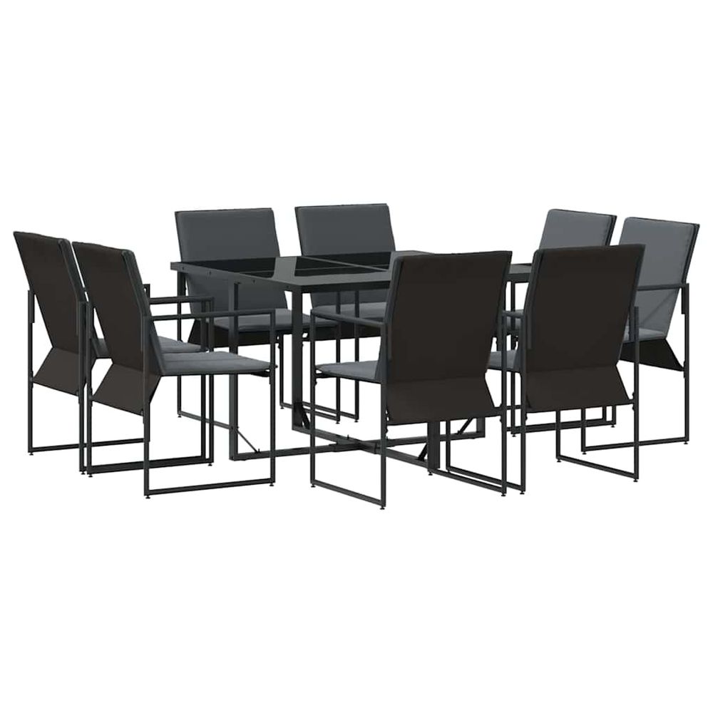 Ensemble de salle à manger pour jardin 9 pc noir acier