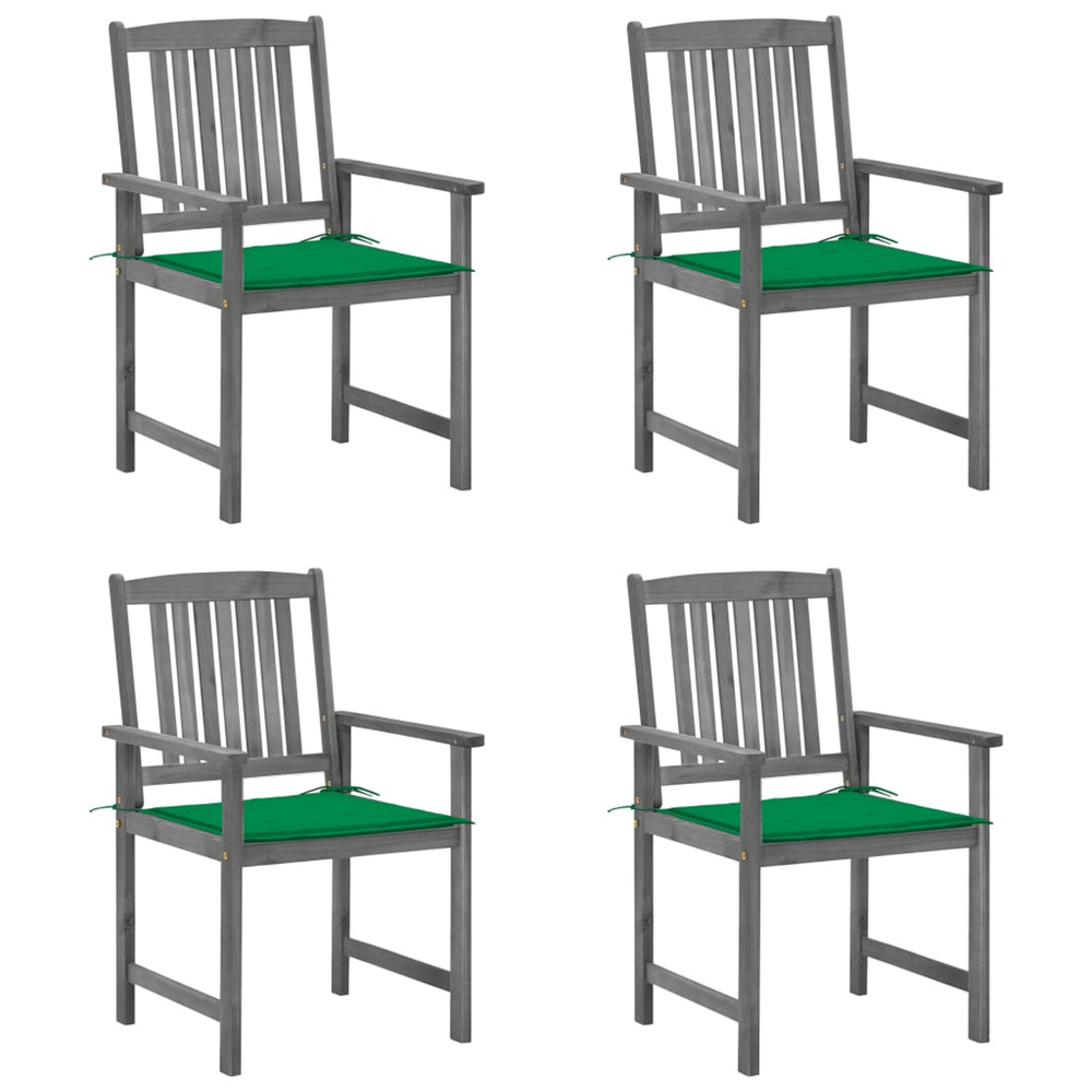 Chaises de jardin et coussins lot de 4 gris bois acacia massif