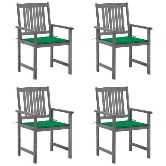 Chaises de jardin et coussins lot de 4 gris bois acacia massif