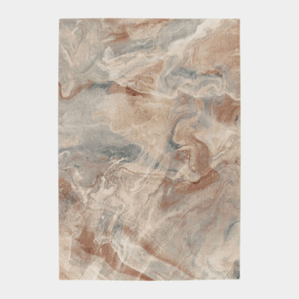 Tapis illusion - motif aquarelle & tons naturels - 200 x 290 cm