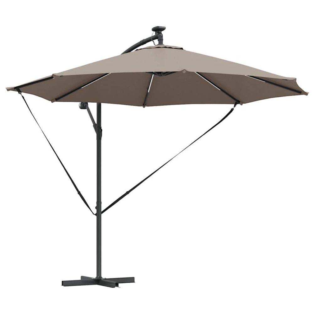 Parasol 294 x 294 x 248 cm polyester et aluminium taupe