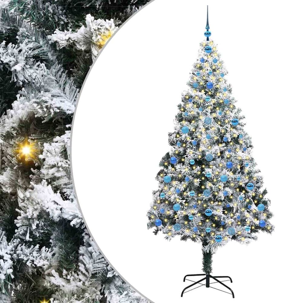 Sapin de noël artificiel blanc 210 cm pvc, acier et plastique