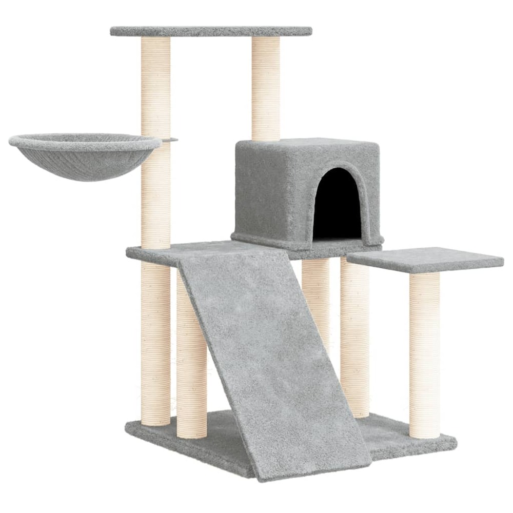 Arbre à chat meuble tour grimper jouet grattage grattoir escalade plateforme avec griffoirs en sisal clair 82 cm gris 02_0022
