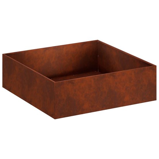 Cache-pot de jardin rouillé 80 x 80 x 30 cm acier patiné