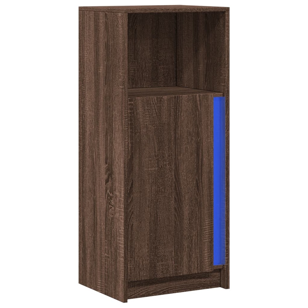 Buffet bahut commode armoire meuble de rangement organisateur cuisine salle de séjour salon avec led 42,5 x 34 x 100 cm bois