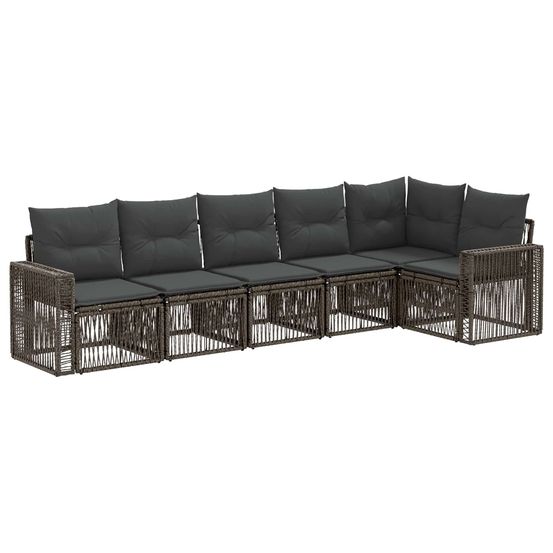 Ensemble de canapé de jardin 6 pc gris et gris foncé polyrotin