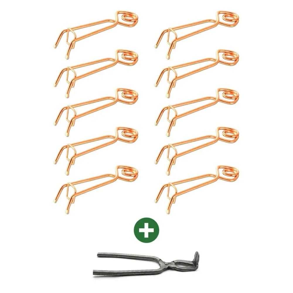 Lot de 10 pièges à taupes putange traditionnels en acier cuivré + pince