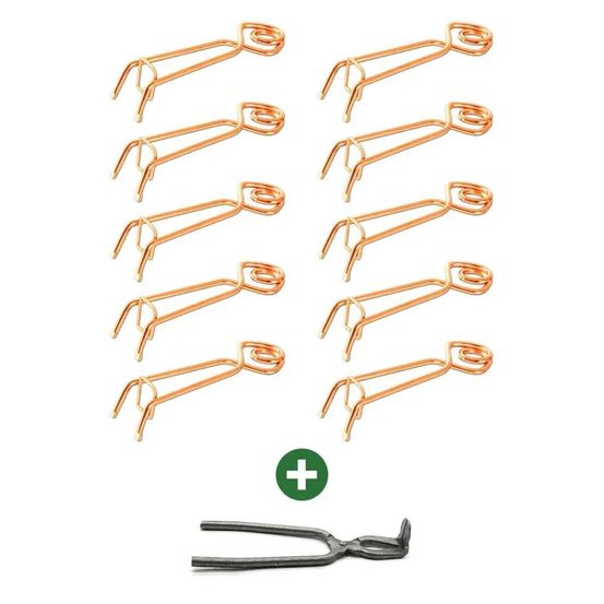 Lot de 10 pièges à taupes putange traditionnels en acier cuivré + pince