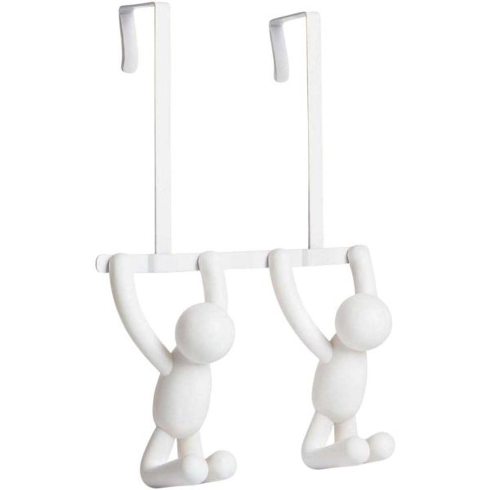 Patère double de porte buddy blanc