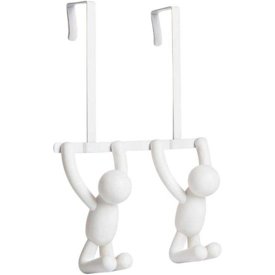 Patère double de porte buddy blanc
