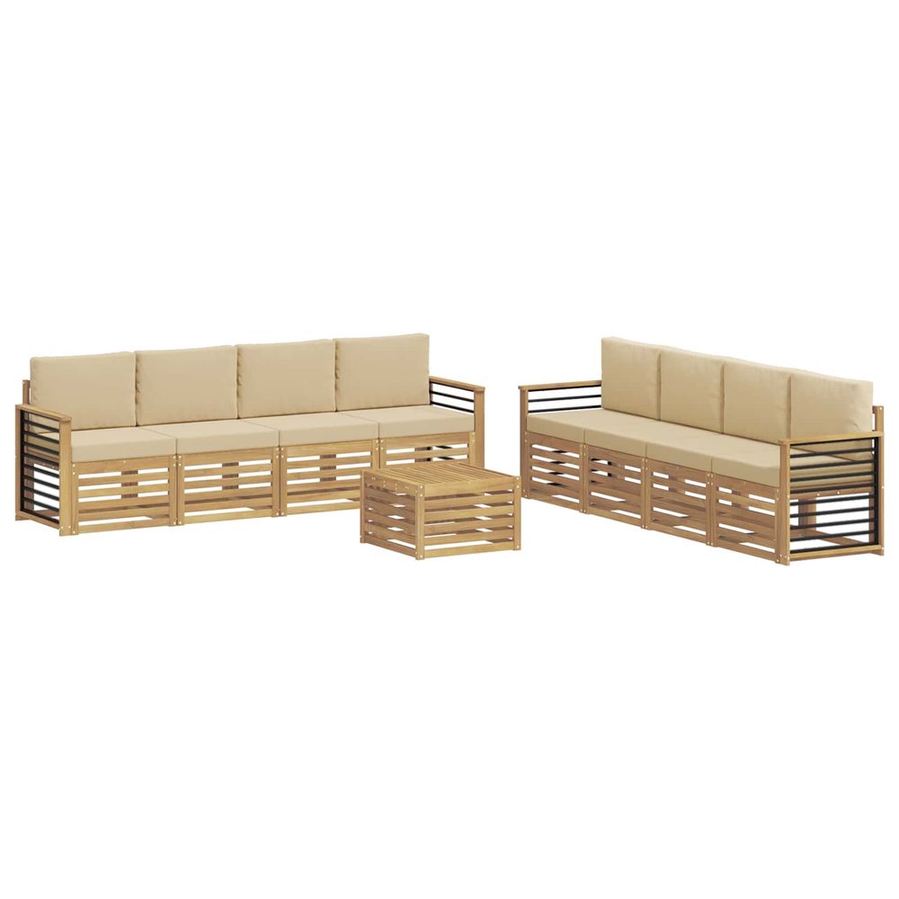 Ensemble de canapés d'extérieur 9 pc blanc et beige polyester
