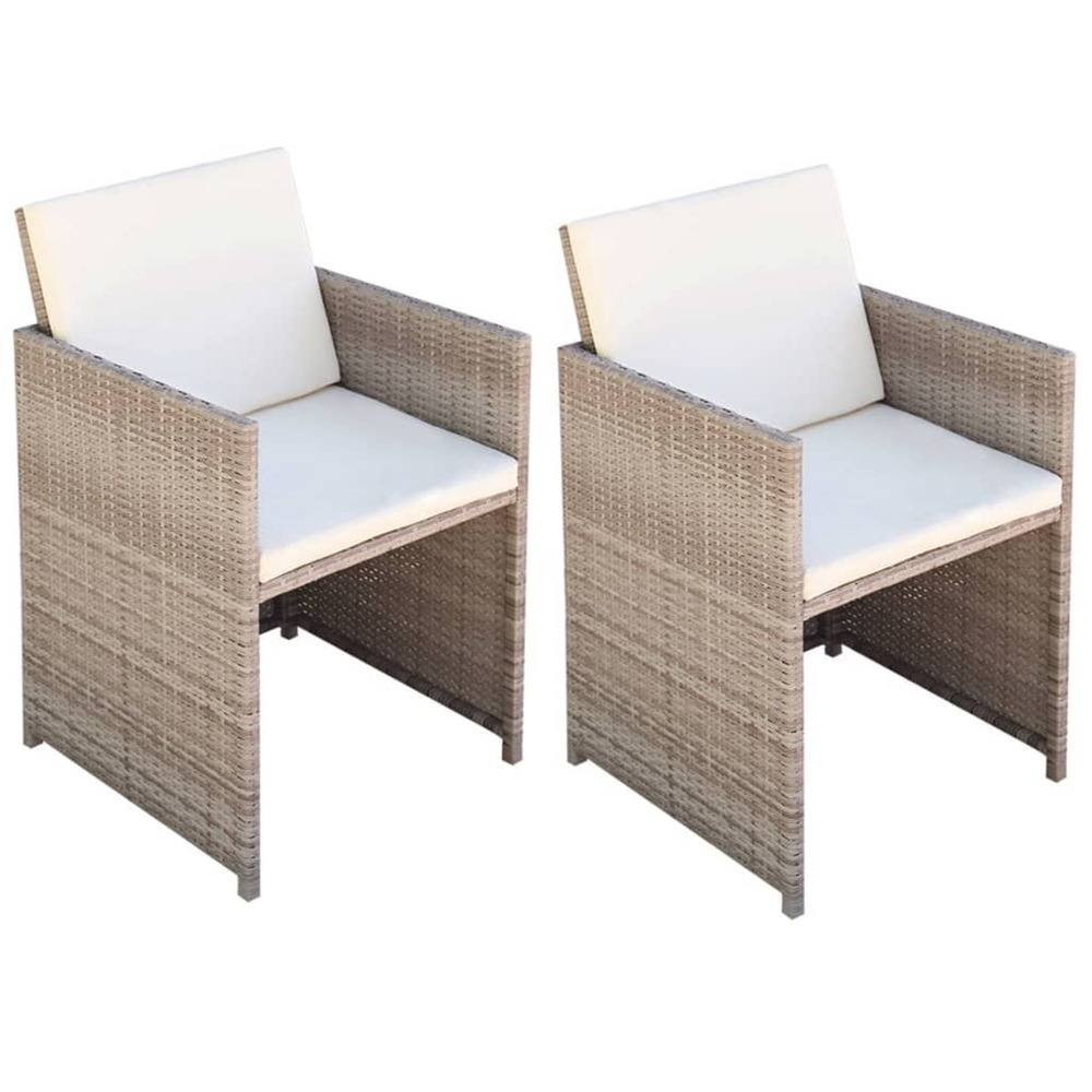Chaises de jardin lot de 2 avec coussins résine tressée beige