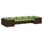 Salon de jardin meuble d'extérieur ensemble de mobilier 7 pièces avec coussins résine tressée marron